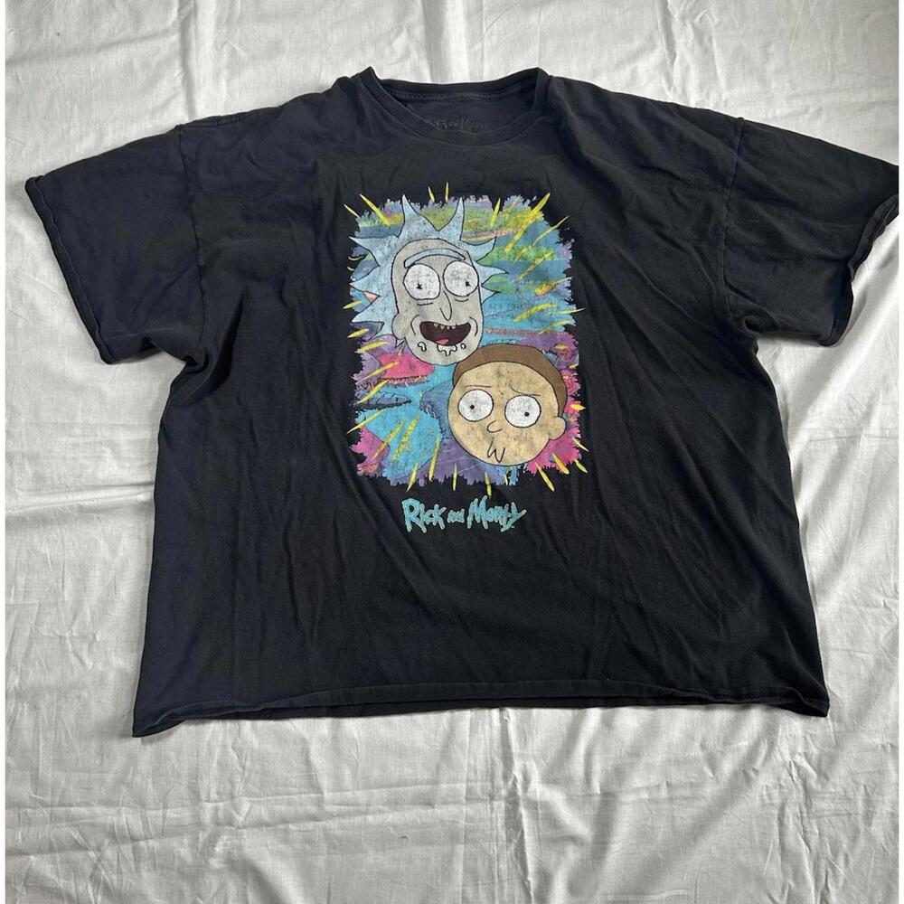 Rick and Morty TShirt Adult Swim Men's XL Black Graphic Tee Cartoon